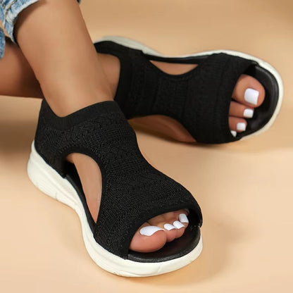 ElegantStride Womens Wedge Sandals  Breathable FlyKnit Comfort With Chic OpenToe Design 8