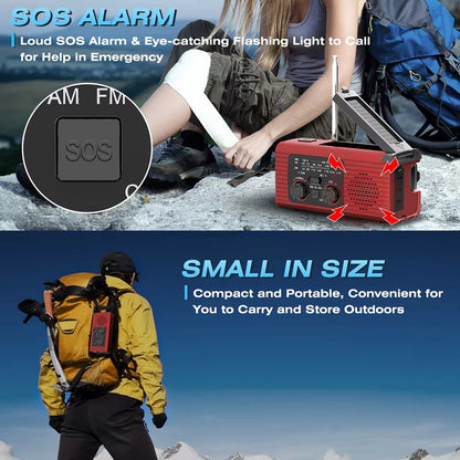 SolarCharge Emergency Radio  Hand Crank Solar And USB Rechargeable Radio With LED Flashlight For Ou 1
