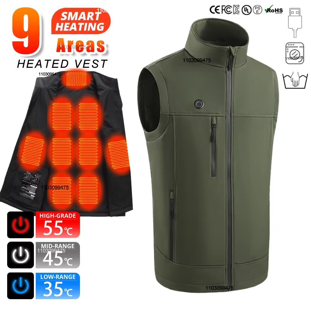 ThermaCore 9-Zone Heated Vest – USB Rechargeable Heated Jacket for Men and Women, Waterproof and Machine Washable