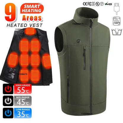 ThermaCore 9-Zone Heated Vest – USB Rechargeable Heated Jacket for Men and Women, Waterproof and Machine Washable