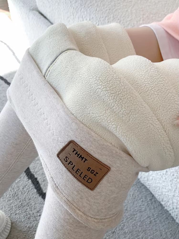 OatLuxe Thermal Lamb Wool Leggings – High-Waist Velvet Warm Pants for Winter Comfort