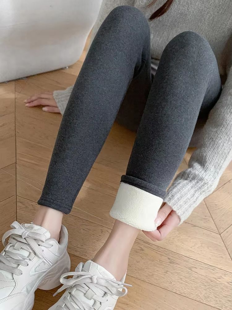 OatLuxe Thermal Lamb Wool Leggings  HighWaist Velvet Warm Pants For Winter Comfort 2