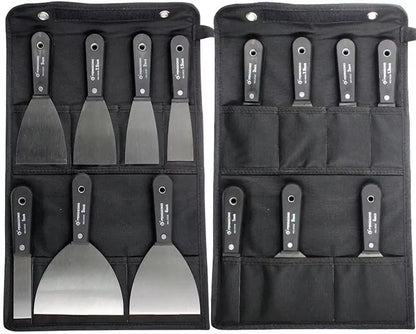 ProFlex 7-Piece Carbon Steel Putty Knife & Scraper Set – Soft-Grip Handle Kit with Storage Bag