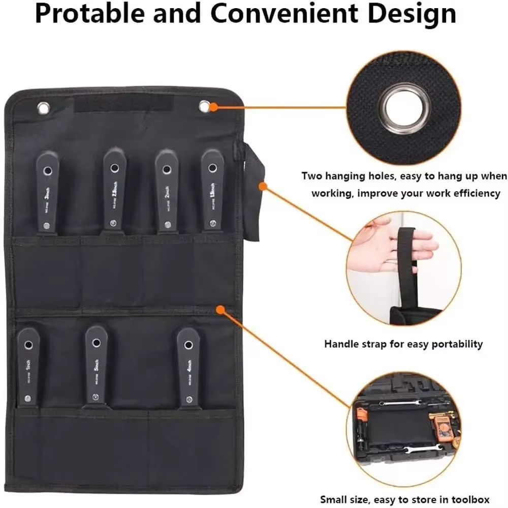 ProFlex 7Piece Carbon Steel Putty Knife  Scraper Set  SoftGrip Handle Kit With Storage Bag 1