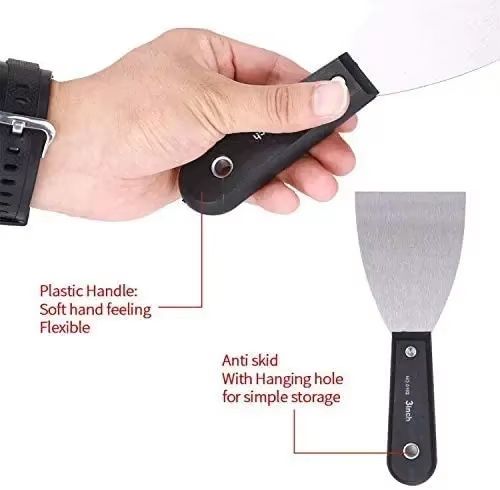 ProFlex 7Piece Carbon Steel Putty Knife  Scraper Set  SoftGrip Handle Kit With Storage Bag 3