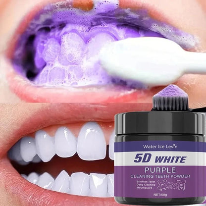 Purple Teeth Cleaning and Whitening Powder for Deep Stain Removal