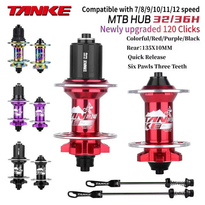 Universal TANKE 120 Click Hub – Front/Rear 32-/36-Hole Disc Brake MTB Hub for 8-12 Speed
