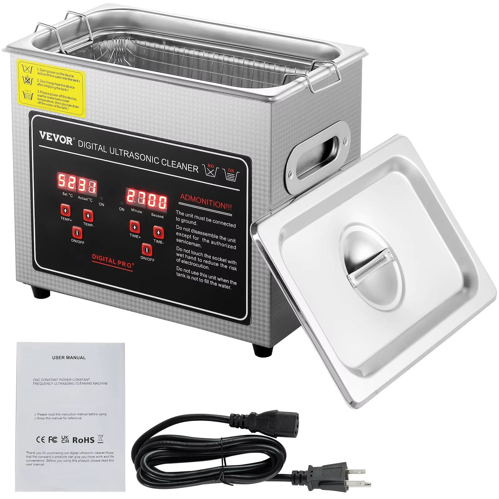 ProClean Stainless-Steel Ultrasonic Cleaner – Portable Home Cleaning Machine (2 L – 30 L Capacity)