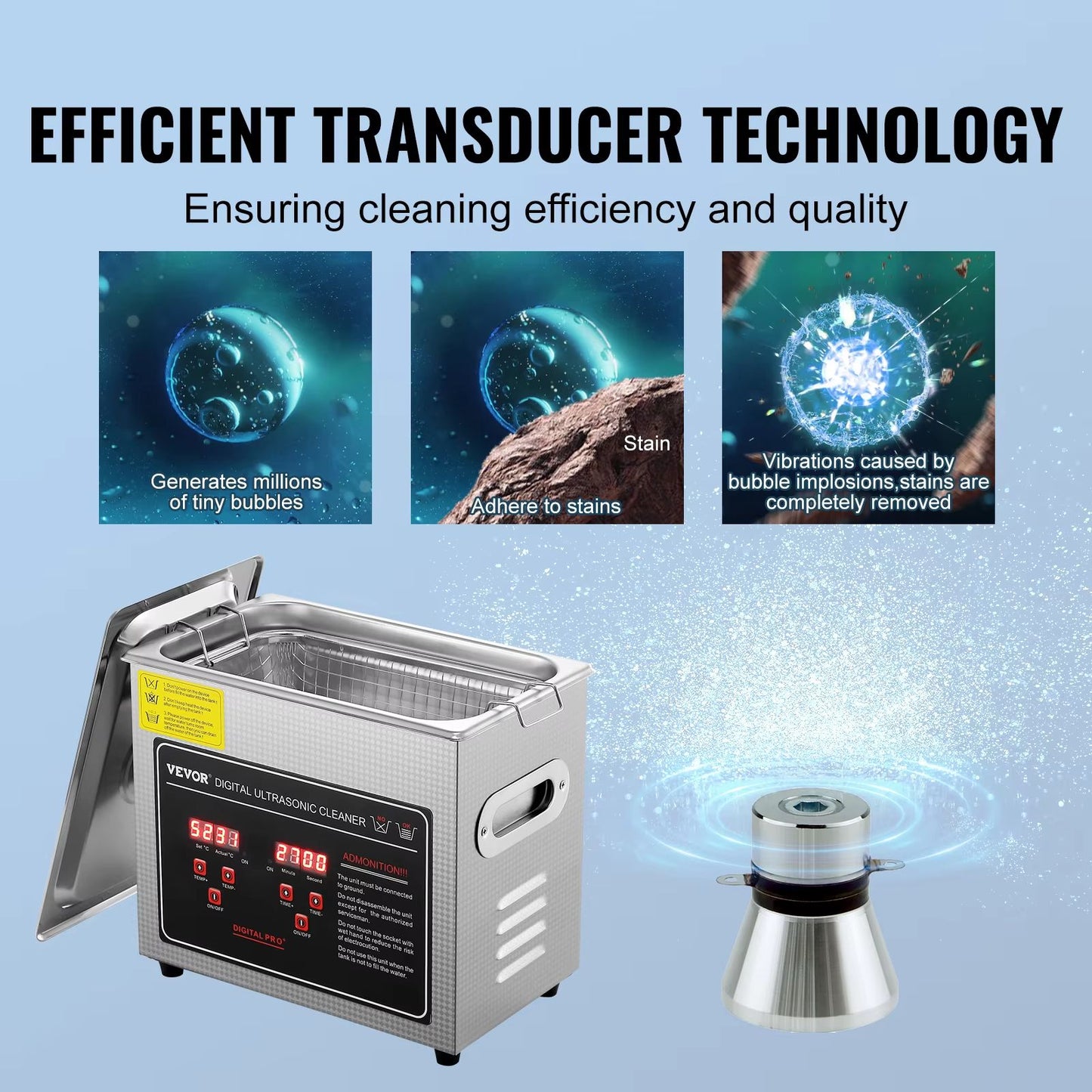ProClean StainlessSteel Ultrasonic Cleaner  Portable Home Cleaning Machine 2 L  30 L Capacity 2