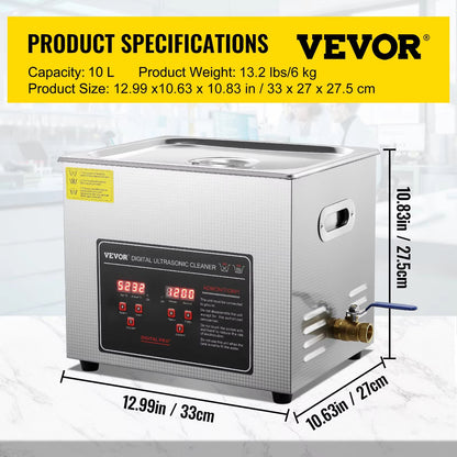 ProClean StainlessSteel Ultrasonic Cleaner  Portable Home Cleaning Machine 2 L  30 L Capacity 9