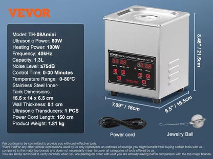 ProClean StainlessSteel Ultrasonic Cleaner  Portable Home Cleaning Machine 2 L  30 L Capacity 12