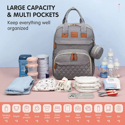 TravelEase 3in1 Diaper Bag Backpack With Foldable Baby Bed  Waterproof USB Charging Travel Bag 3
