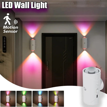 Modern LED Wall Light, with Motion Sensor, Rechargeable RGB Color Changing Night Light, for Stairs, Porch