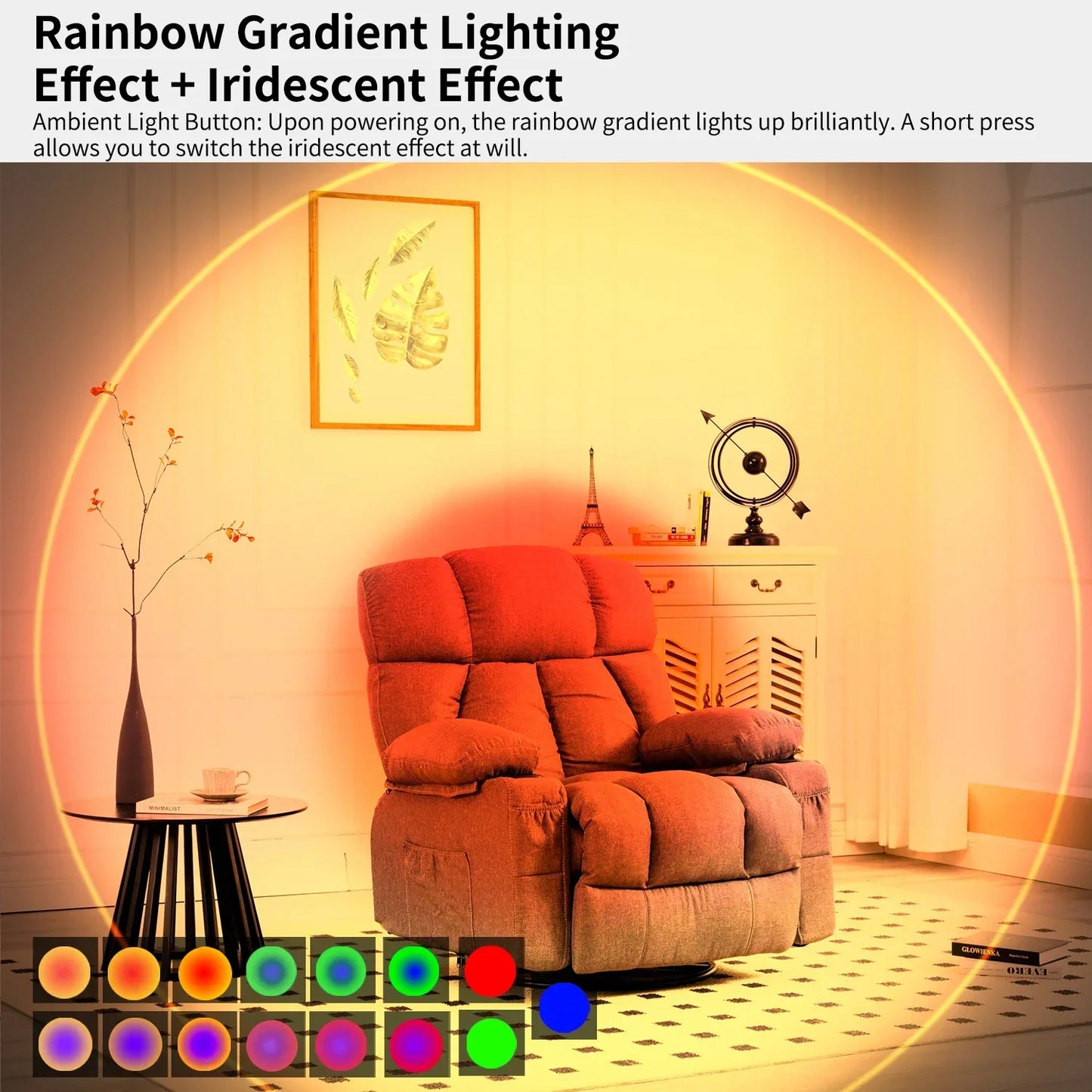 Modern LED Wall Light, with Motion Sensor, Rechargeable RGB Color Changing Night Light, for Stairs, Porch