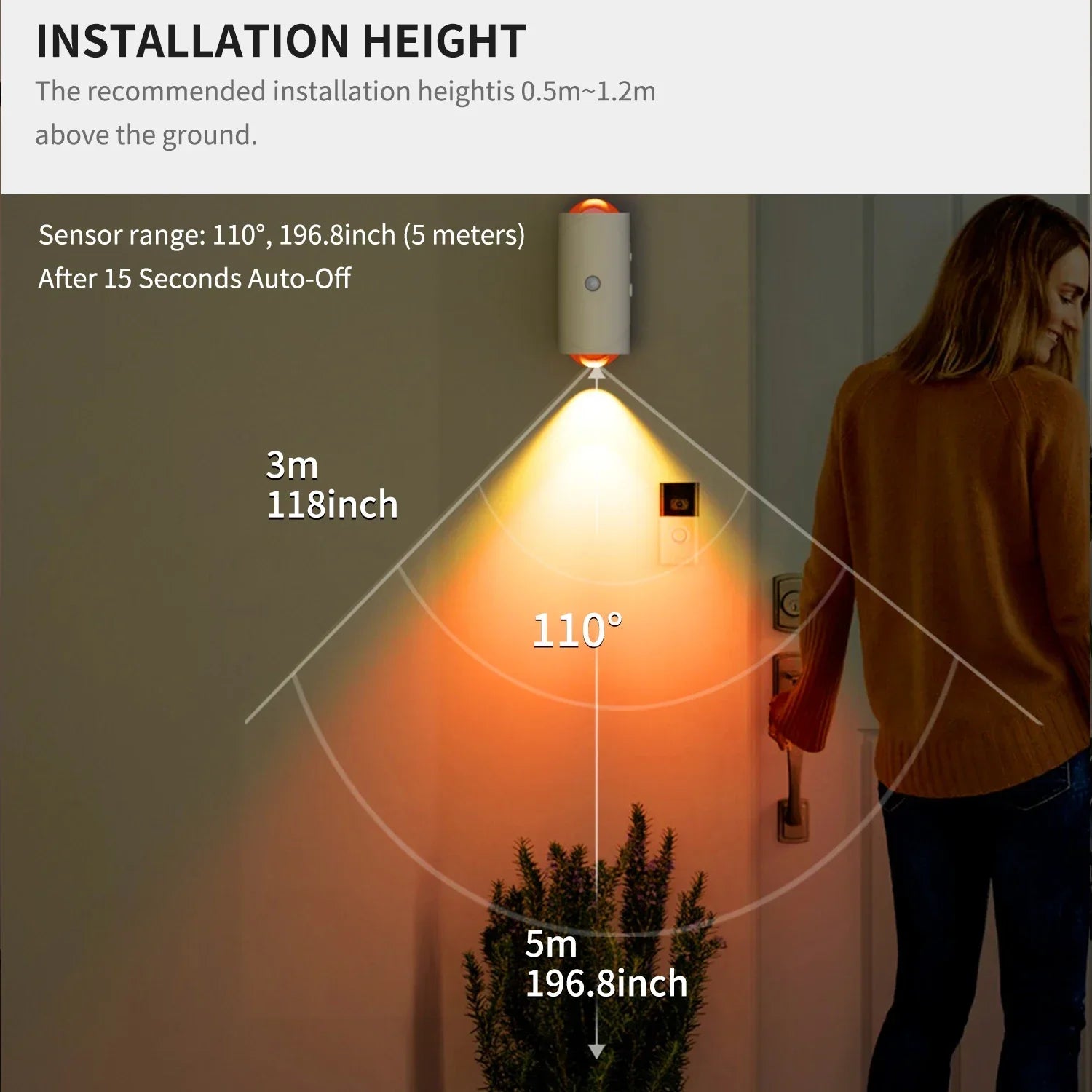 Modern LED Wall Light, with Motion Sensor, Rechargeable RGB Color Changing Night Light, for Stairs, Porch
