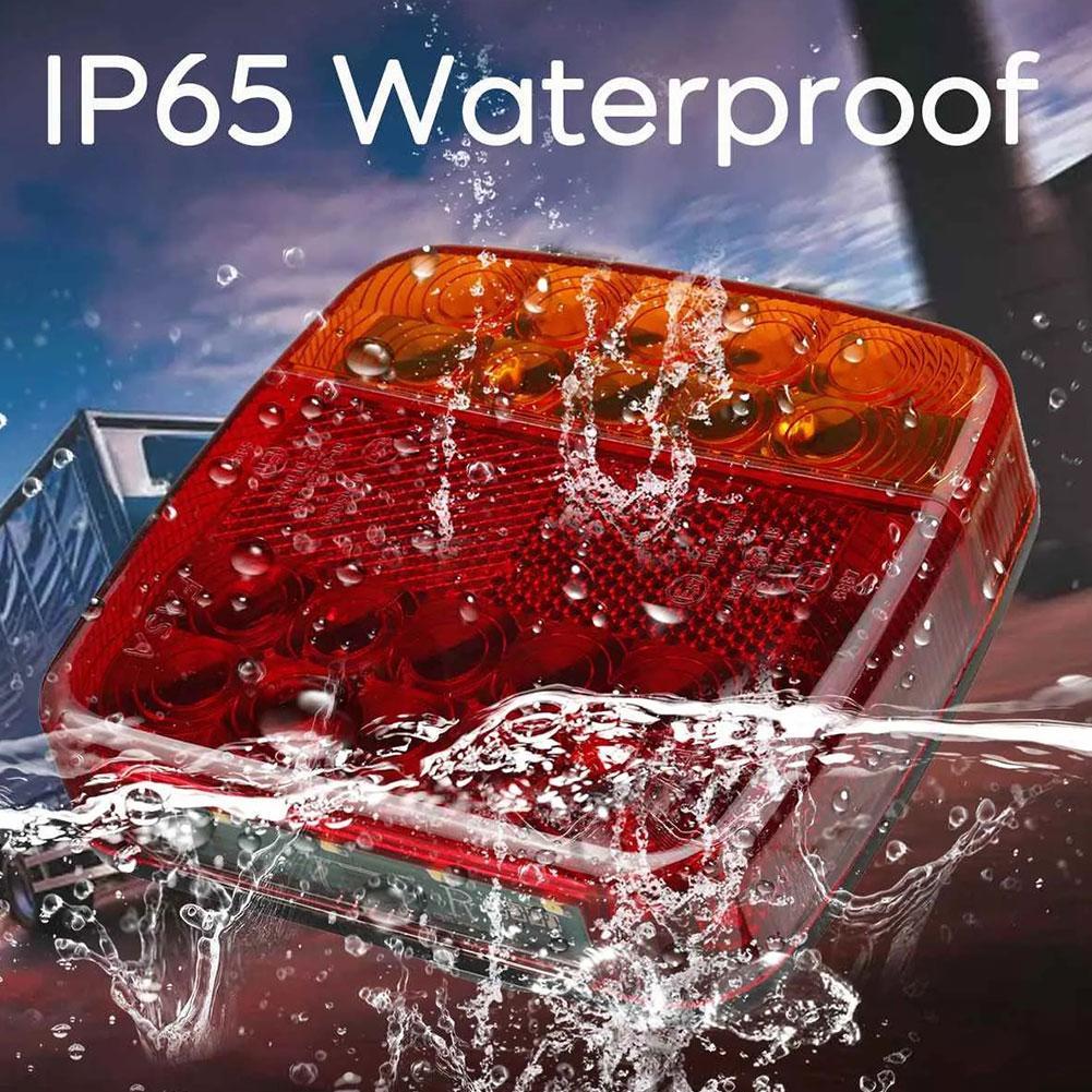 LED Trailer Rear Tail Turn Signal Lamp Rechargeable Wireless Brake Lights Reflective Lens Truck Tai