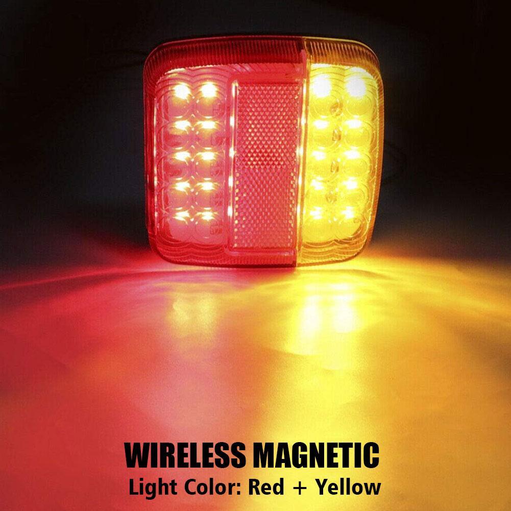LED Trailer Rear Tail Turn Signal Lamp Rechargeable Wireless Brake Lights Reflective Lens Truck Tai