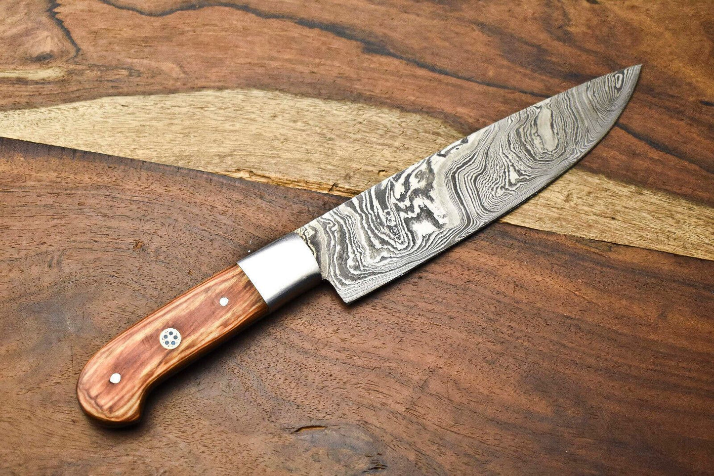 Hand Forged Damascus Steel Chef Knife  Custom Full Tang Professional Kitchen  Sport Knife 1