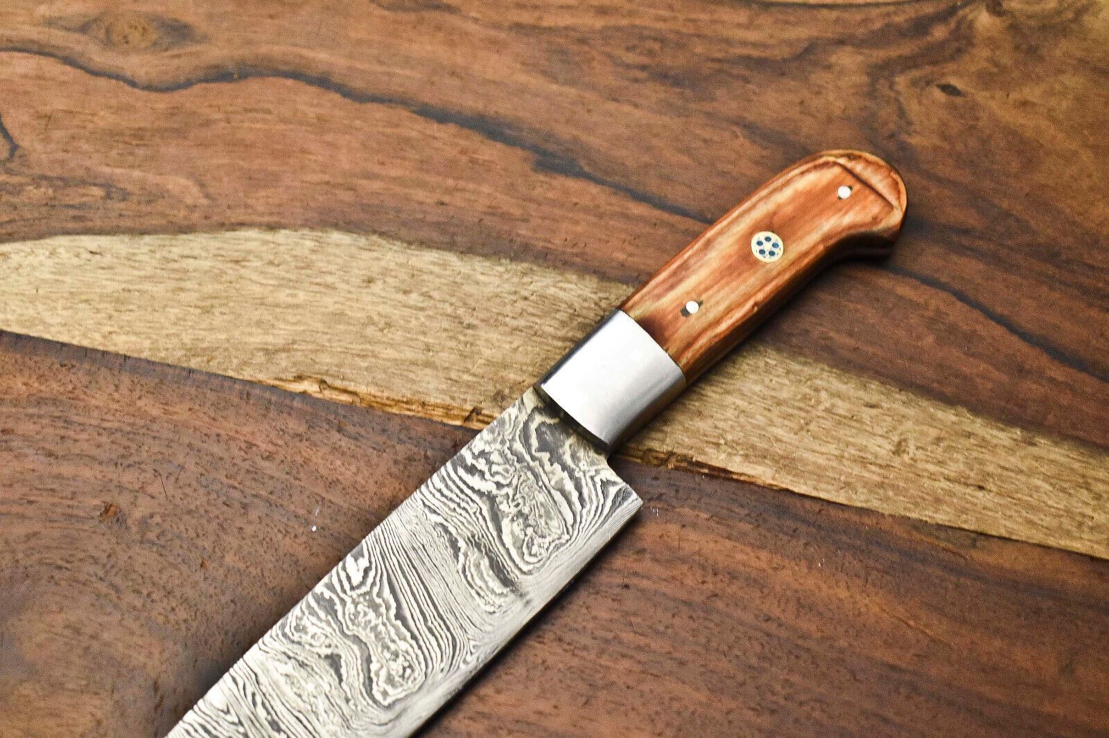 Hand Forged Damascus Steel Chef Knife  Custom Full Tang Professional Kitchen  Sport Knife 2