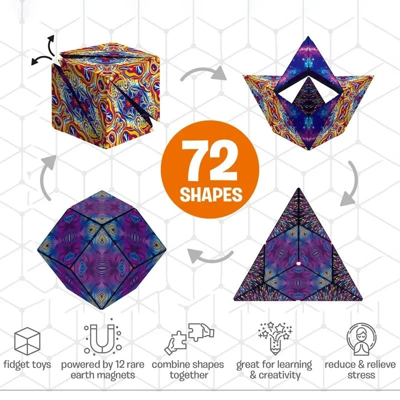 Shasibo Magnetic Cubes Magic Infinite Cosmic Cube Changeable Magnet Fidget Cubes AntiStress Flip Cu 1