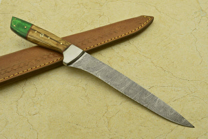 Custom Handmade Forged Damascus Steel Fillet Knife  12 Full Tang Chef Knife With Pakka Wood 1