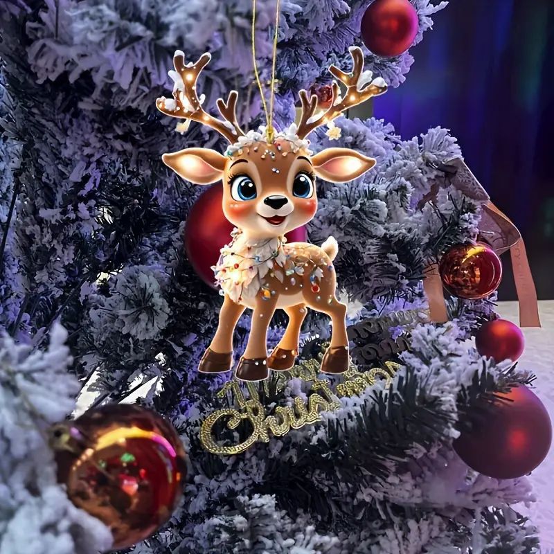 Acrylic Christmas Ornaments Flat Hanging Pendants Xmas Tree Drop Decor Merry Christmas And Happy Ne 4