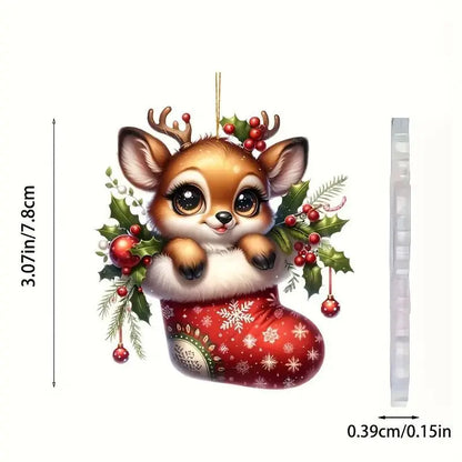 Acrylic Christmas Ornaments Flat Hanging Pendants Xmas Tree Drop Decor Merry Christmas And Happy Ne 5