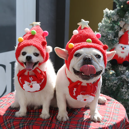 Pets Santa Bibs Funny Dog Christmas Hat Cute Cats Bandana Puppy Cap New Year Party Cosplay Costume  1