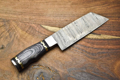 Traditional Damascus Steel Chef Knife  Hand Polished Full Tang Blade For Precision Cutting 3