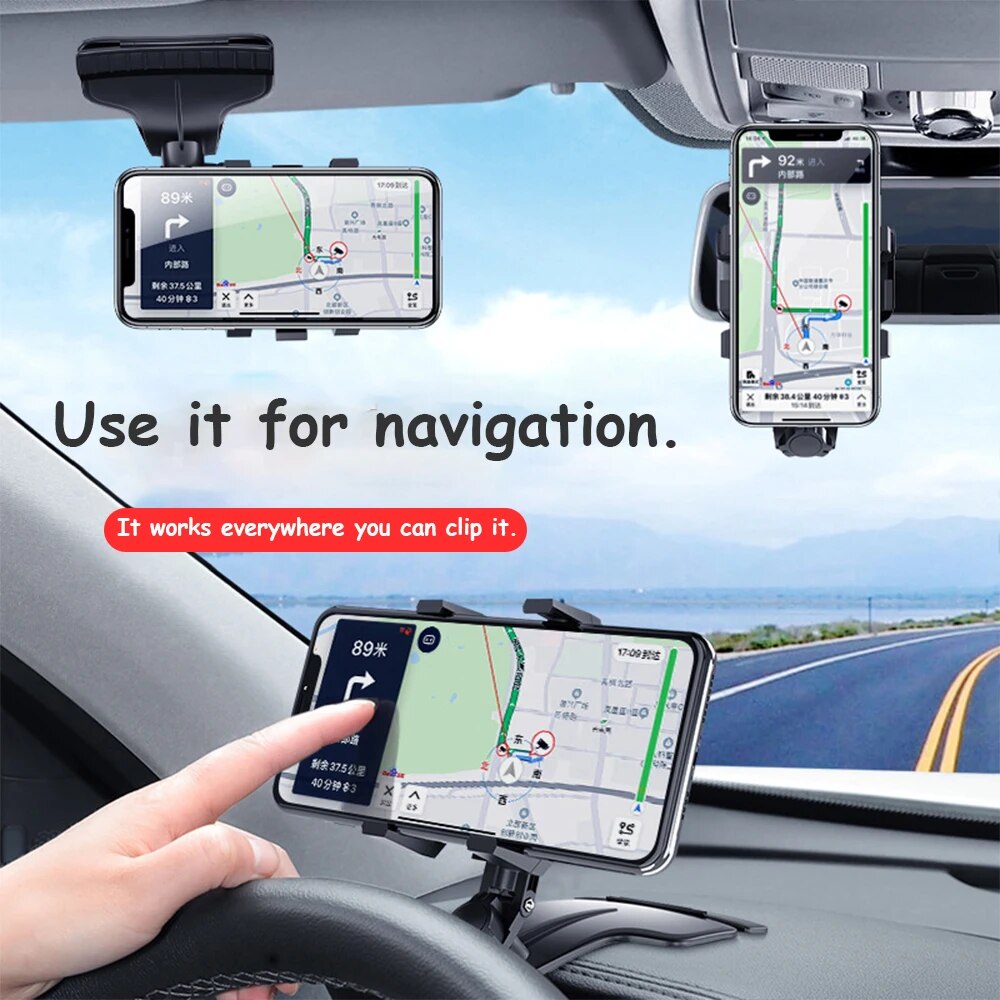 360 Degree Car Phone Mount, Dashboard Phone Holder, Universal Smartphone Holder with Number Plate