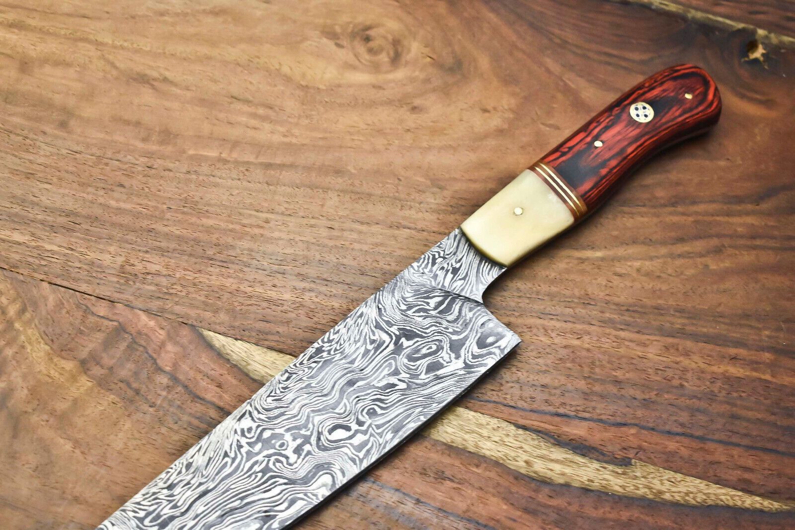 12 Handmade Damascus Fillet Knife  Forged Full Tang Blade  Steel Bolster Handle 1