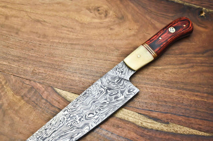 12 Handmade Damascus Fillet Knife  Forged Full Tang Blade  Steel Bolster Handle 1