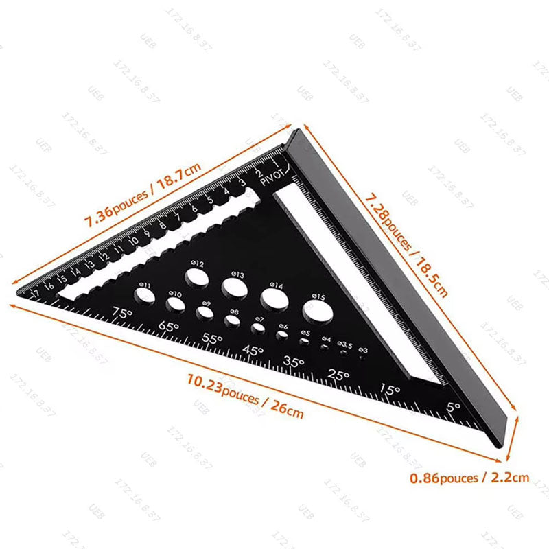 Aluminum Alloy Triangle Ruler, Miter Square Angle Protractor, Woodworking Measuring Ruler, Triangular Metric Angle Gauge