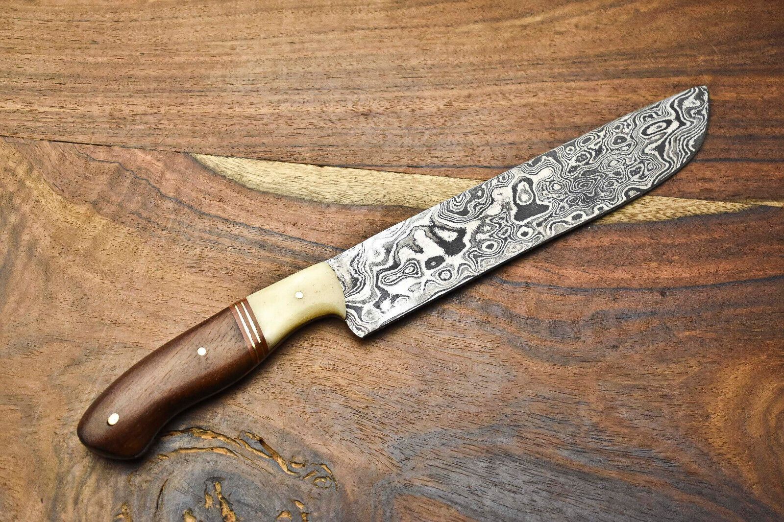 Premium Handmade Damascus Fillet Knife  Full Tang Kitchen Knife With 4mm Thick Blade 3