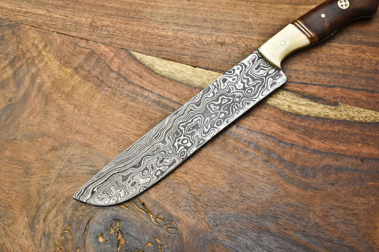 Premium Handmade Damascus Fillet Knife  Full Tang Kitchen Knife With 4mm Thick Blade 2
