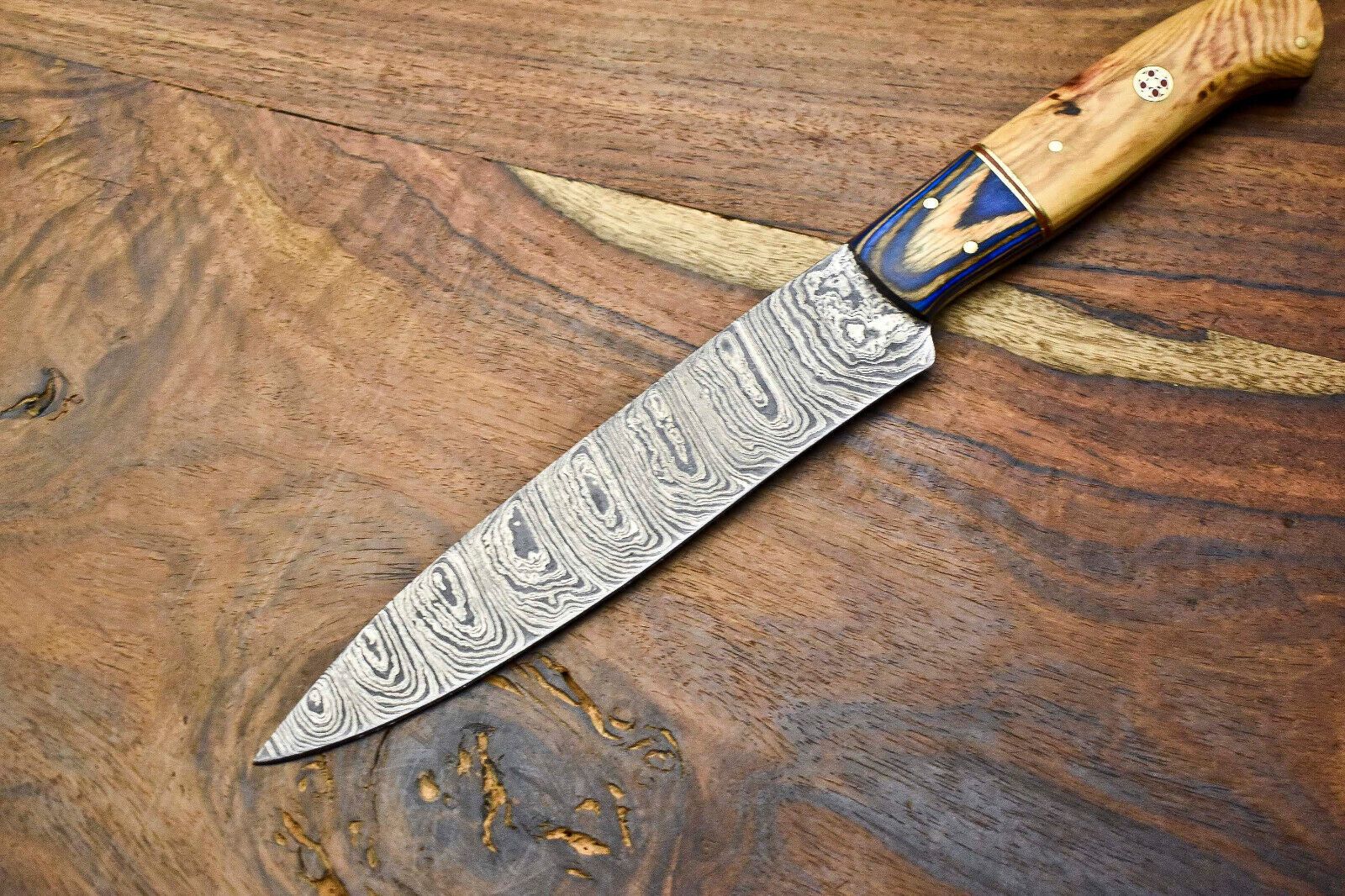 Artisan Forged Damascus Steel Knife  Chef Fillet Knife With Polished Pakka Wood Handle 2