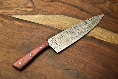 Luxury Damascus Steel Fillet Knife  12Inch Forged Blade With Wooden Handle 3
