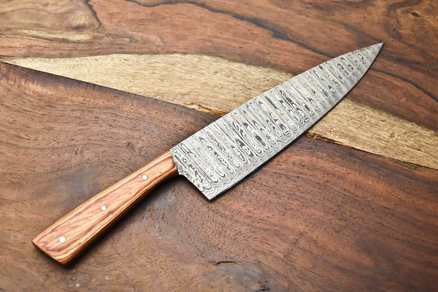 Custom Forged Chef Knife  Handmade Damascus Steel Fillet Knife With Steel Bolster 3