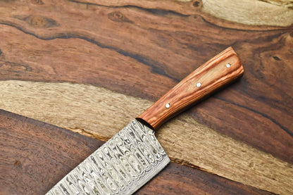 Custom Forged Chef Knife  Handmade Damascus Steel Fillet Knife With Steel Bolster 1