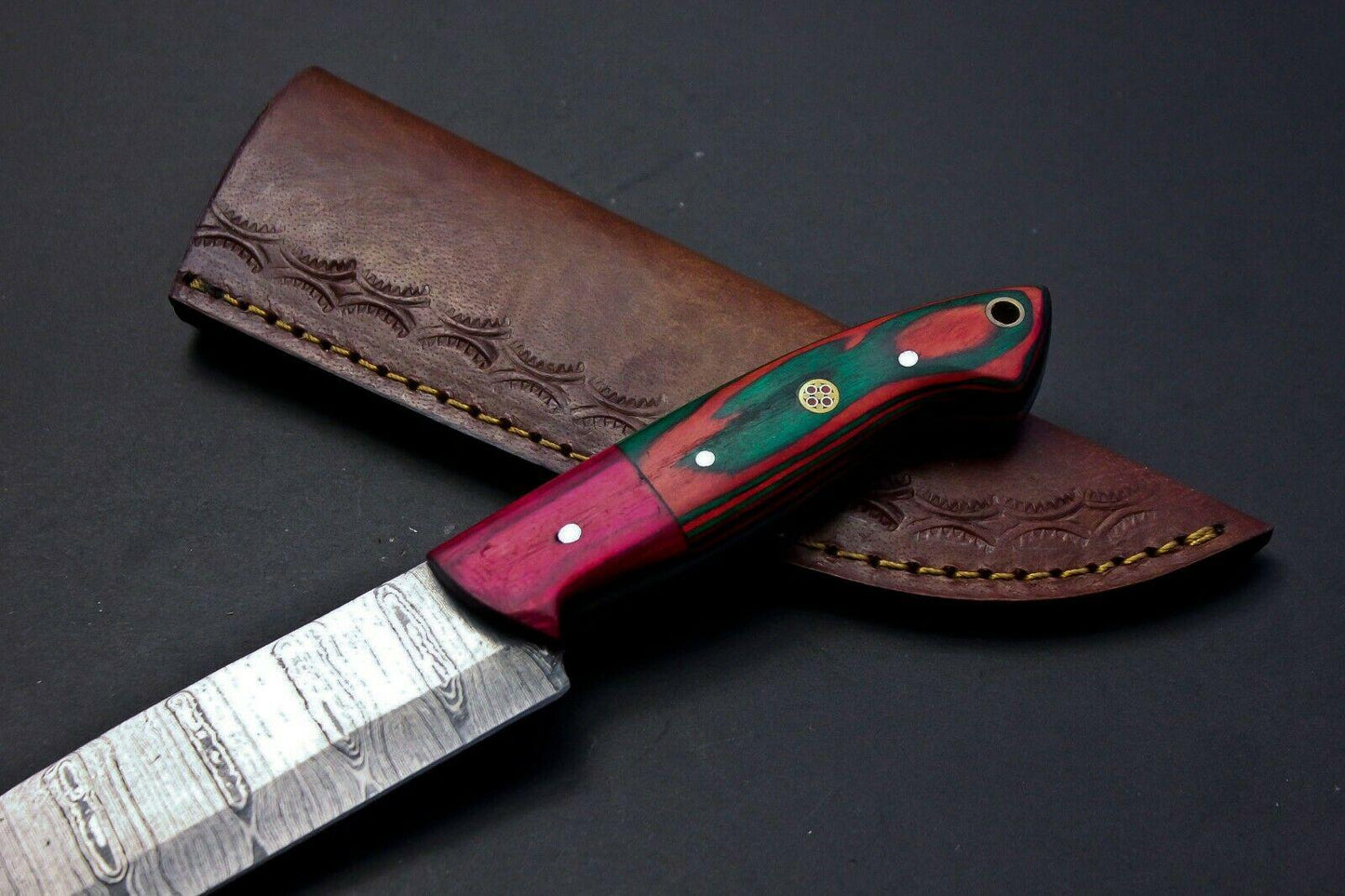 Custom Damascus Steel Fillet Knife  Handmade Forged Chef Knife With Pakka Wood Handle 3