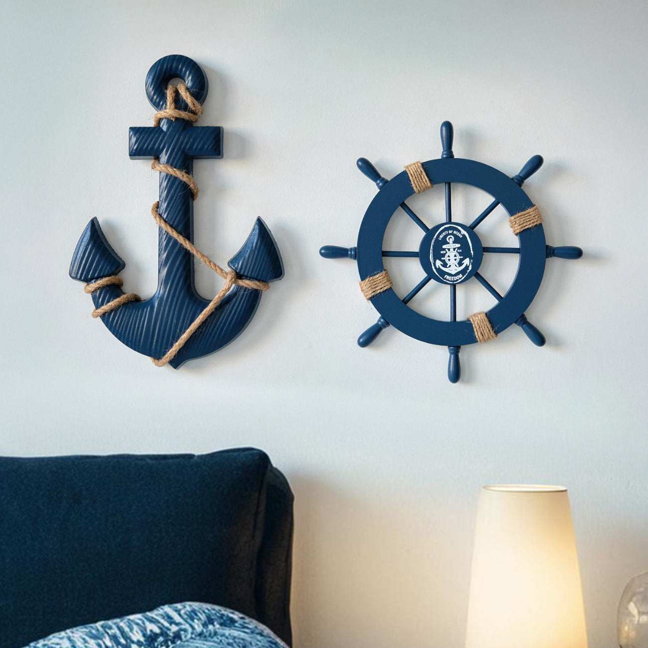 Ocean Theme Room Wall Decor Mediterranean Wooden Anchor Nautical Photo Wall Accessories Decorative  2