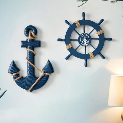 Ocean Theme Room Wall Decor Mediterranean Wooden Anchor Nautical Photo Wall Accessories Decorative  3