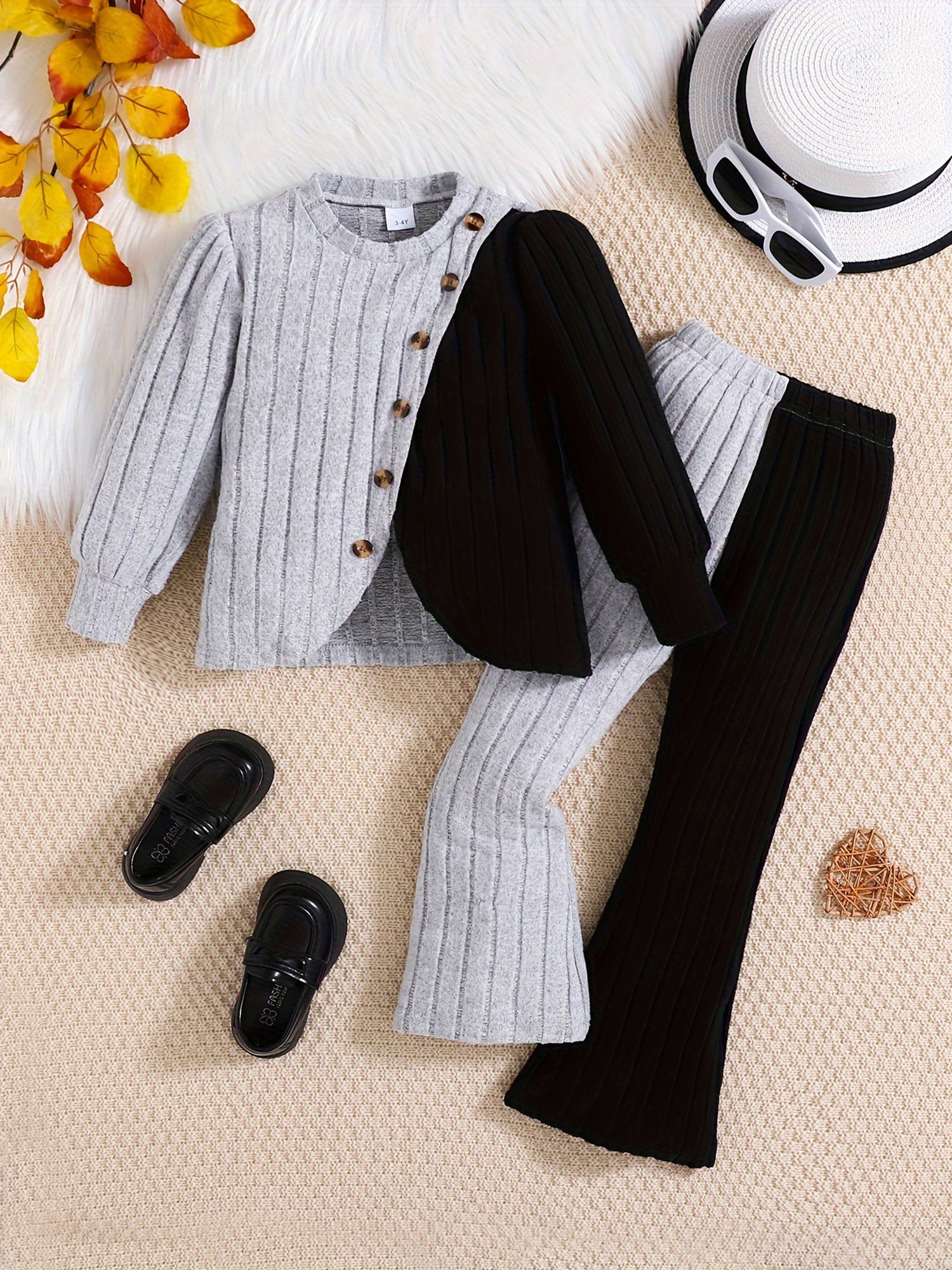 Toddler Girl Winter Clothes Set, Warm Fleece Hooded Jacket and Elastic Waistband Snow Pants for Cold Weather