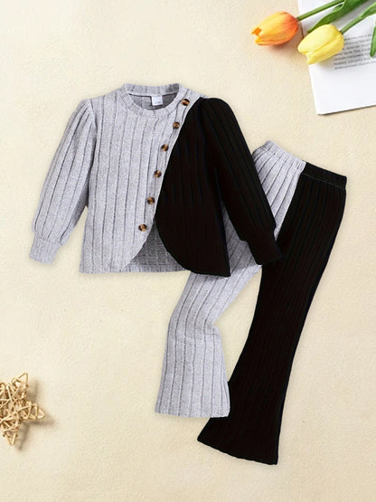 Toddler Girl Winter Clothes Set, Warm Fleece Hooded Jacket and Elastic Waistband Snow Pants for Cold Weather