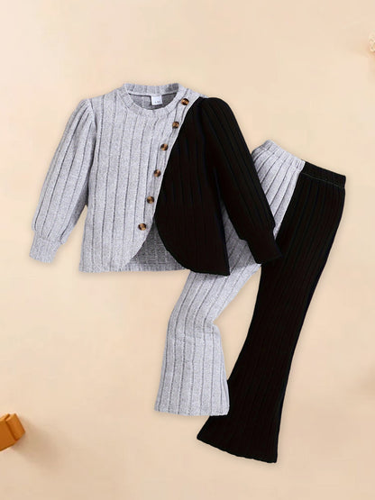 Toddler Girl Winter Clothes Set, Warm Fleece Hooded Jacket and Elastic Waistband Snow Pants for Cold Weather