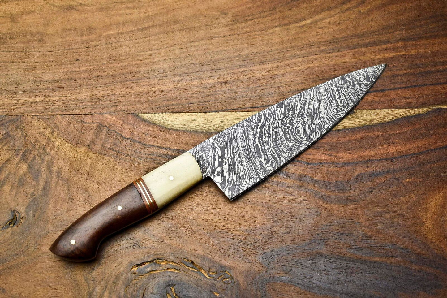 Handcrafted Damascus Steel Chef Knife  Razor Sharp Fillet Knife For Kitchen Or Camping 3