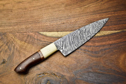 Handcrafted Damascus Steel Chef Knife  Razor Sharp Fillet Knife For Kitchen Or Camping 3