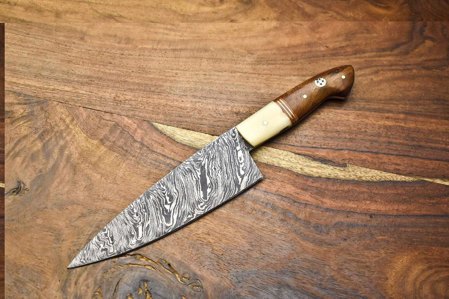 Handcrafted Damascus Steel Chef Knife  Razor Sharp Fillet Knife For Kitchen Or Camping 2