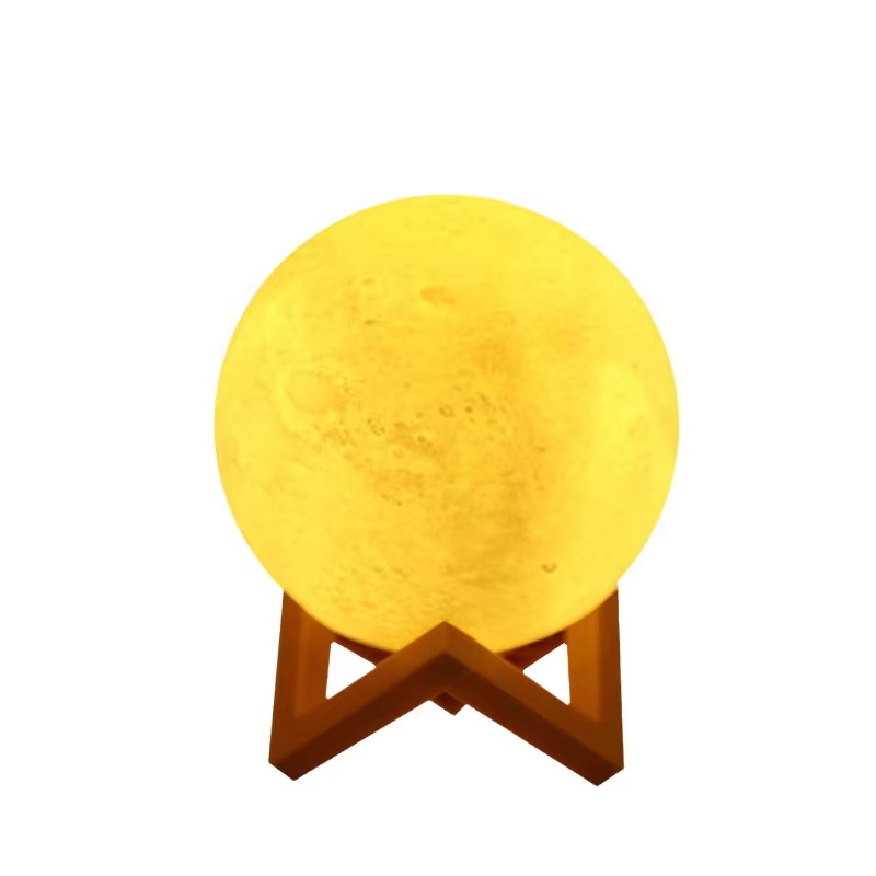 LED Night Lamp Moon Ball Luminous Battery Model DIY Planet Lamp Wooden Stand Moon Lamp Perfect Gift 2