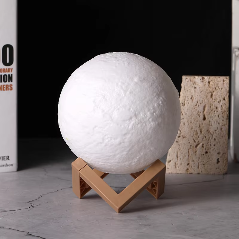 LED Night Lamp Moon Ball Luminous Battery Model DIY Planet Lamp Wooden Stand Moon Lamp Perfect Gift 3